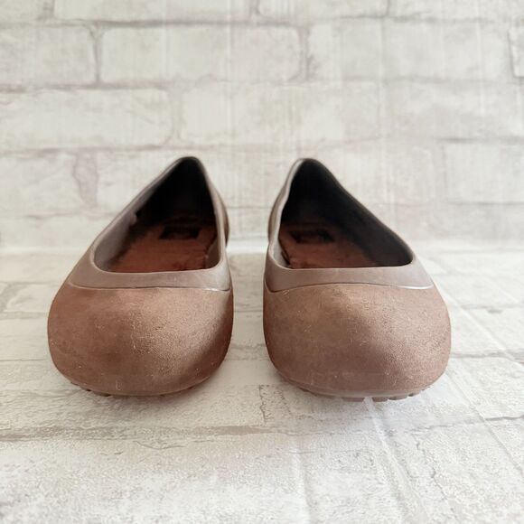 Crocs Women’s Brown Mammoth Lined Ballet Flats Faux Fur Cozy Skimmer Shoes Sz 10 - Picture 3 of 6